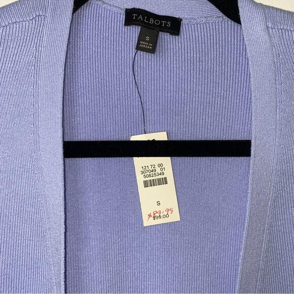 Talbots Pastel Powder Blue Pleated Ruffle Peplum Hem Open-Front Cardigan Small - Picture 2 of 8